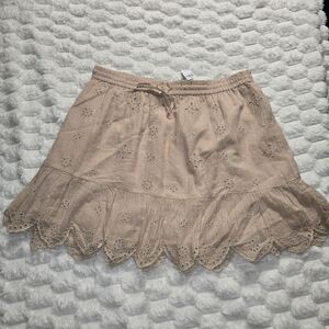 Aerie eyelet embroidery ruffle mini skirt.